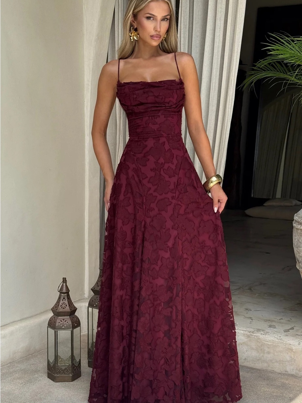 FRANCIS MAXI DRESS - CHERRY LACQUER